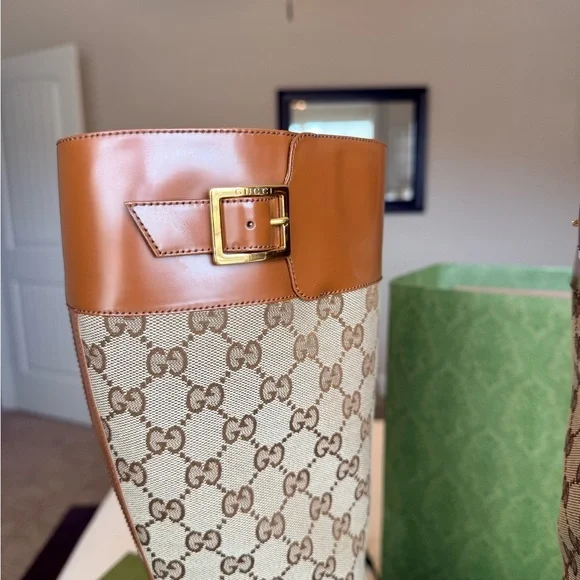 Gucci Women's GG Knee-high Boot in Tan w/ Box - Picture 7 of 7